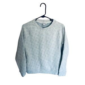 Reiss 1971 Floral Silver Metallic White Jacquard Sweater Medium